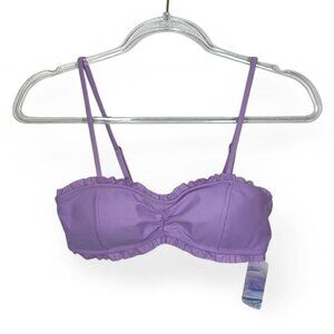 Forever 21 NWT Lavender Purple Frill‎ Bandeau Bikini With Straps 💜🌫️🛁